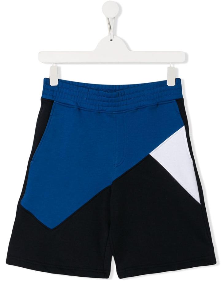 Neil Barrett Kids Colour Block Shorts - Blue