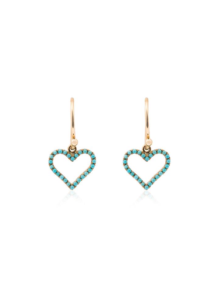Rosa De La Cruz Turquoise Heart Gold Earrings - Metallic