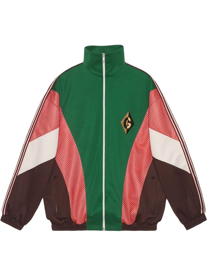 Gucci Giacca Con Cerniera Con Patch G Rombo - Green