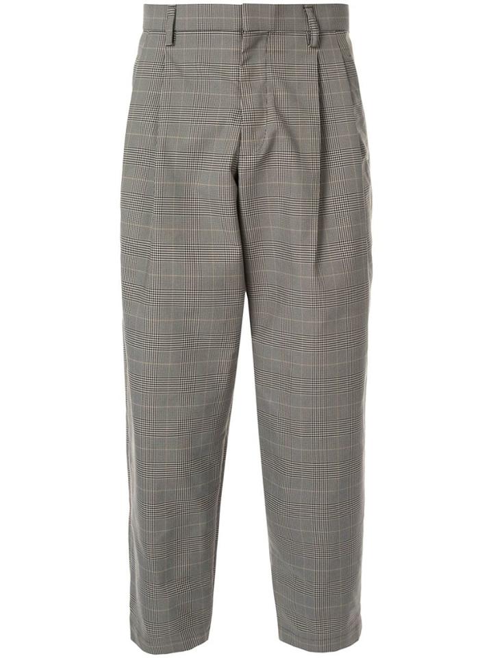 Kolor Plaid Cropped Trousers - Grey