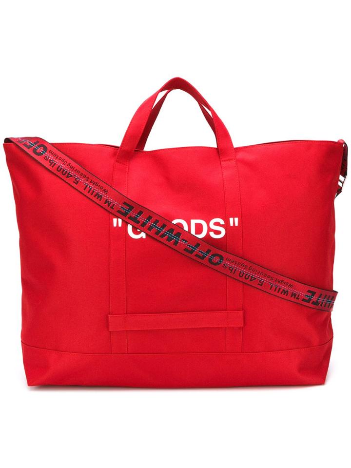 Off-white Oversized Quote Bag - Red