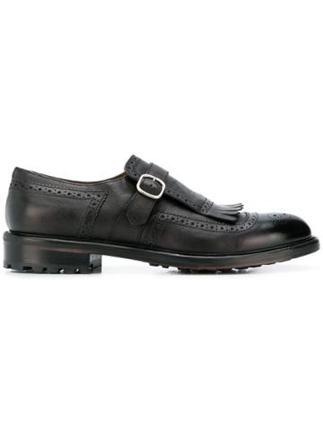 Doucal's Fringe Detail Monk Shoes - Black