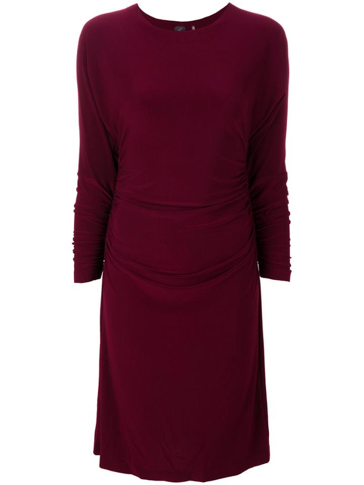 Norma Kamali Dolman Shirred Waist Dress - Pink & Purple