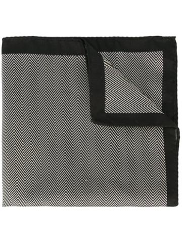 Gabriele Pasini Herringbone Pocket Square, Men's, Black, Silk