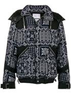Sacai Printed Design Hooded Puffed Jacket - Blue