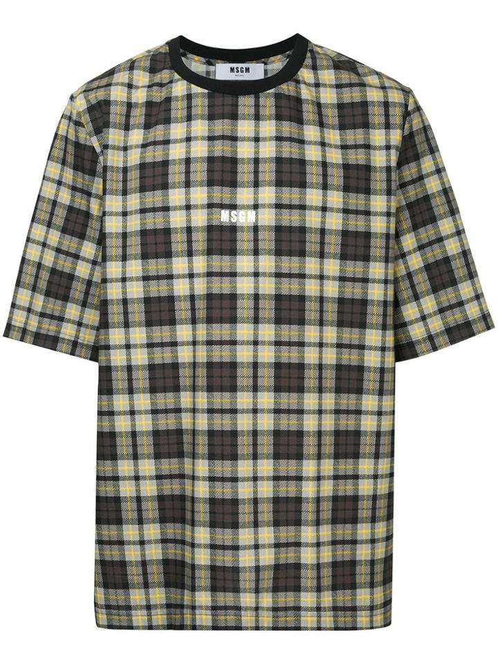 Msgm Plaid Logo T-shirt - Grey