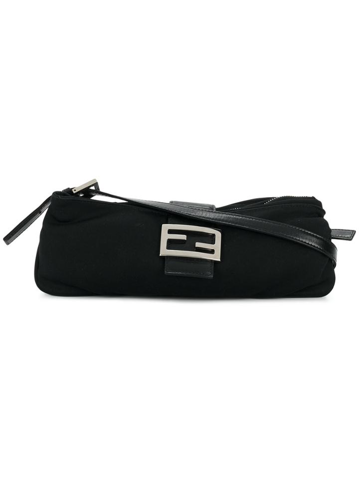 Fendi Vintage Logo Buckle Shoulder Bag - Black