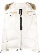 As65 Raccoon Fur Hooded Puffer Jacket - White