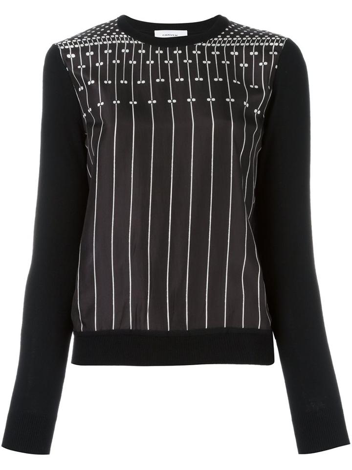 Carven Printed Panel Jumper, Women's, Size: Small, Black, Silk/wool