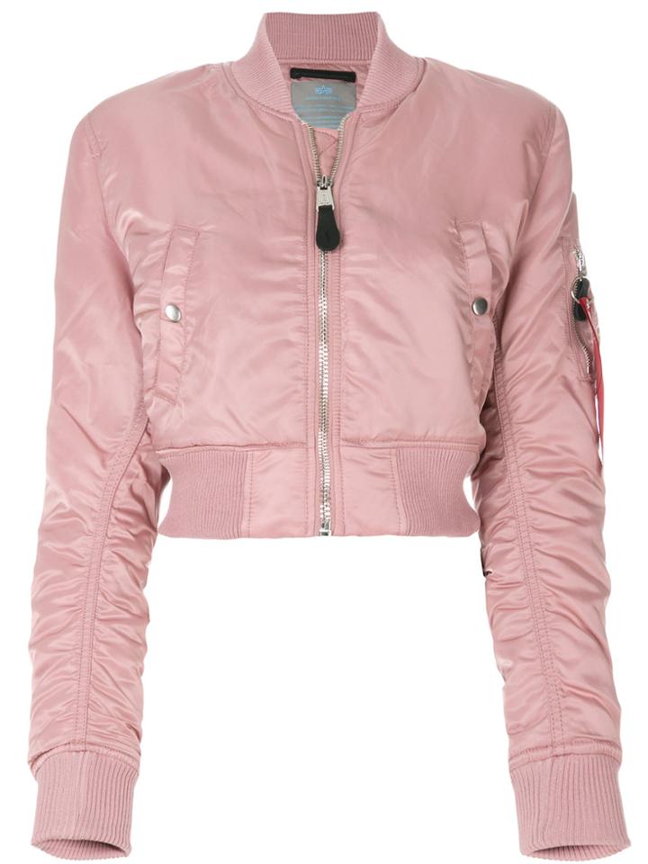 Alpha Industries Cropped Bomber Jacket - Pink & Purple
