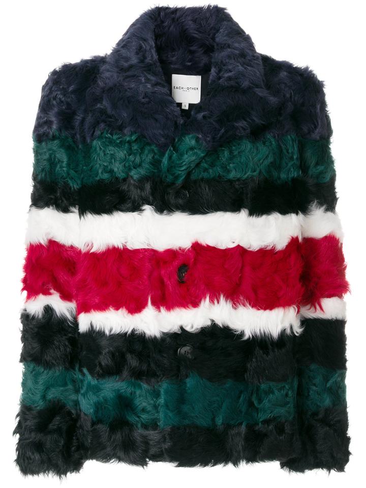 Each X Other Striped Fur Jacket - Multicolour