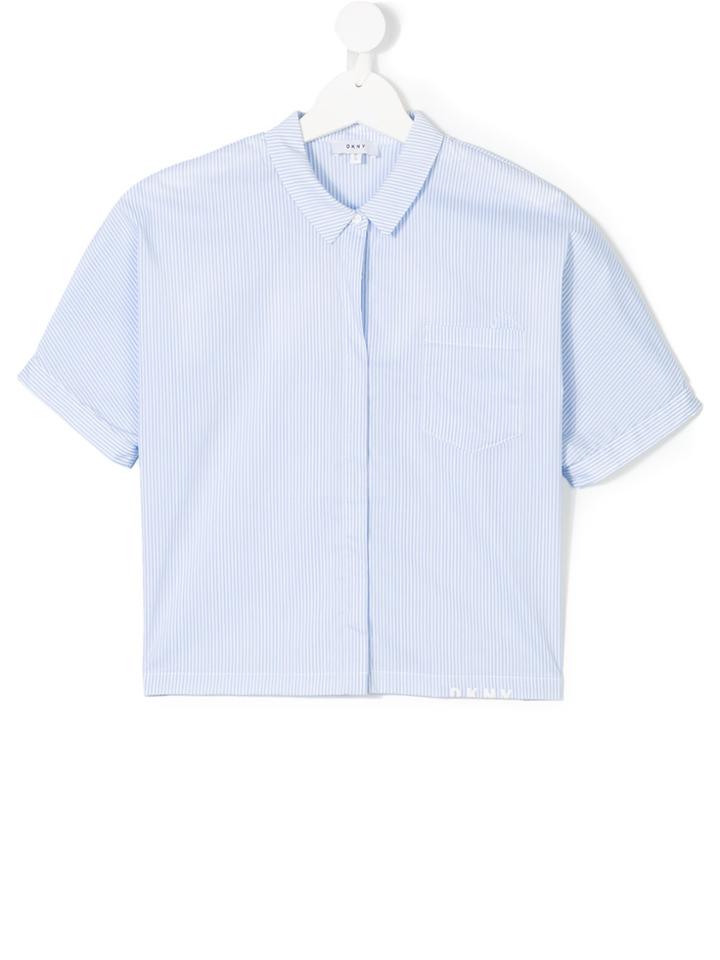 Dkny Kids Striped Printed Shirt - Blue