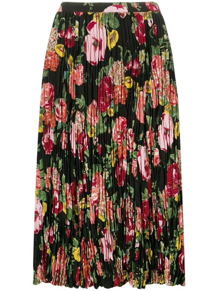 Junya Watanabe Floral Pleated Skirt - Black