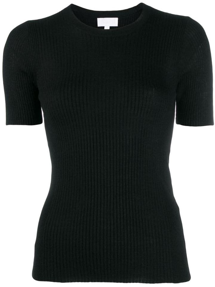 Lala Berlin Ribbed-knit Short-sleeved Top - Black
