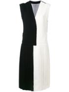 Thom Browne Pleated Colour Block Dress, Women's, Size: 38, Black, Silk/spandex/elastane/wool