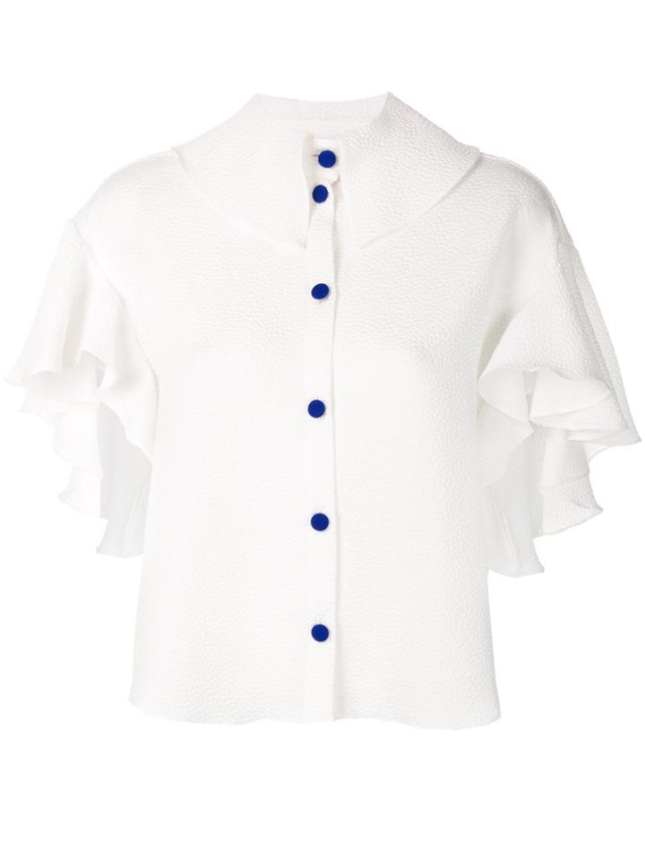 Edeline Lee Short Sleeve Top With Frills - White