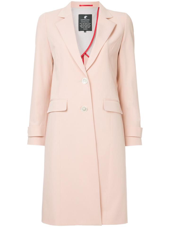 Loveless Single-breasted Button Coat - Pink & Purple