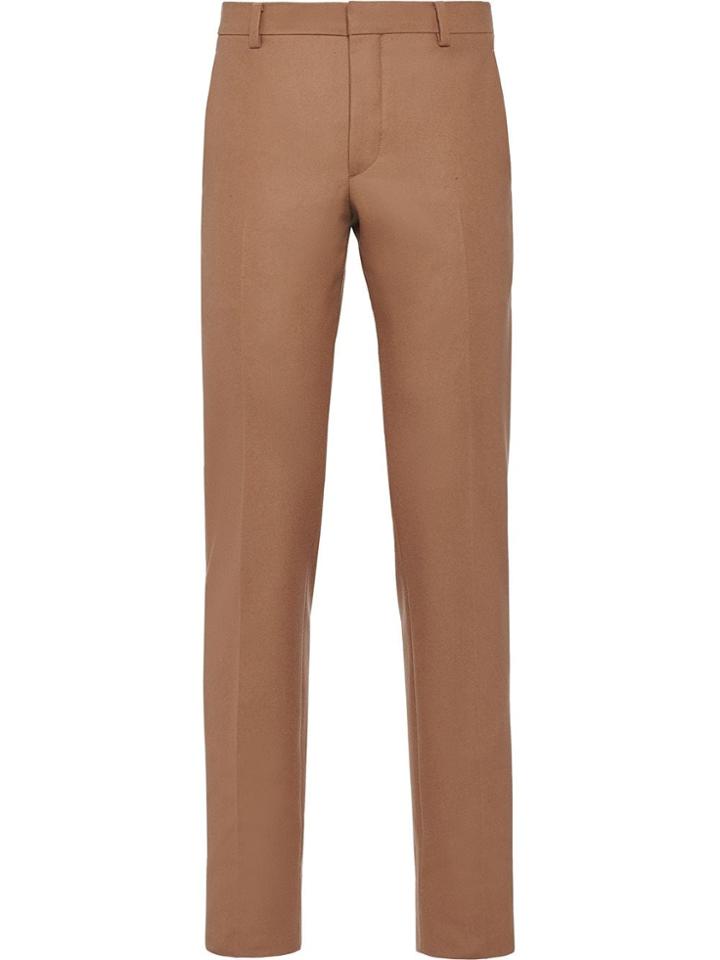 Prada Corded Flannel Trousers - Neutrals