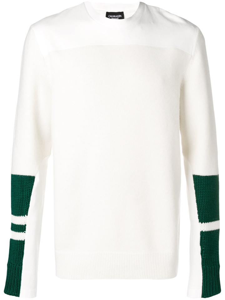 Calvin Klein 205w39nyc Knit Panel Sleeve Sweatshirt - White