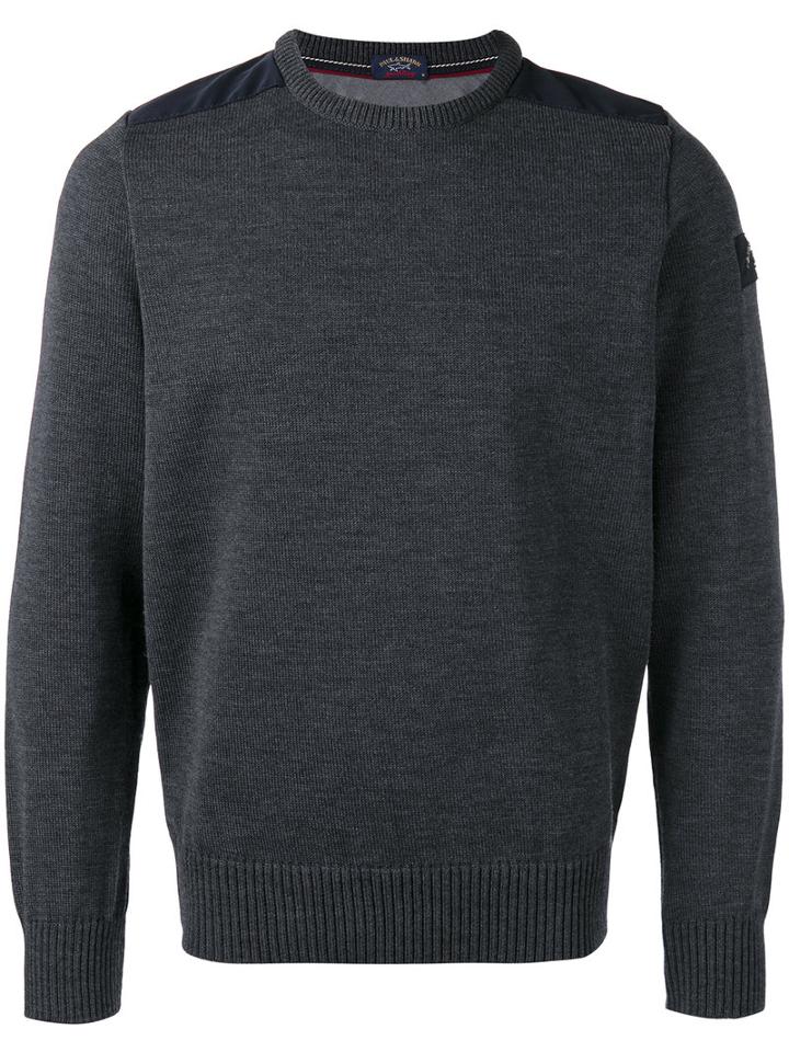 Paul & Shark Crew Neck Jumper, Men's, Size: Xxl, Grey, Virgin Wool