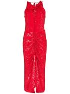 Magda Butrym Hilo Feather Boa Velvet Mini Dress - Red