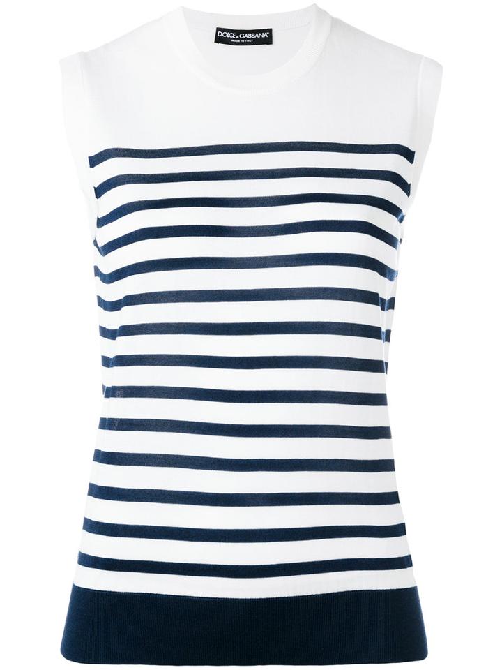 Dolce & Gabbana Breton Stripe Tank, Women's, Size: 42, White, Silk