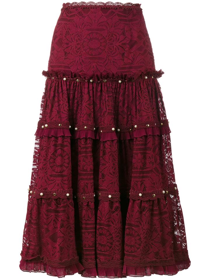 Jonathan Simkhai Tiered Embellished Lace Midi-skirt