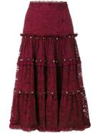 Jonathan Simkhai Tiered Embellished Lace Midi-skirt