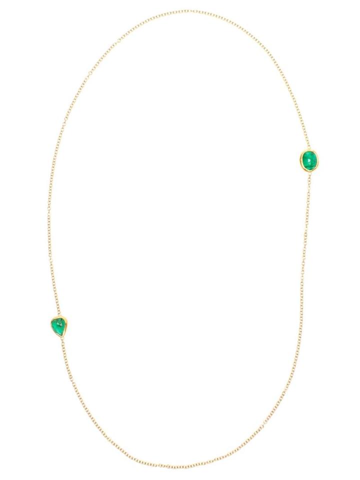 Ram 18k Gold And Emerald Necklace, Women's, Green