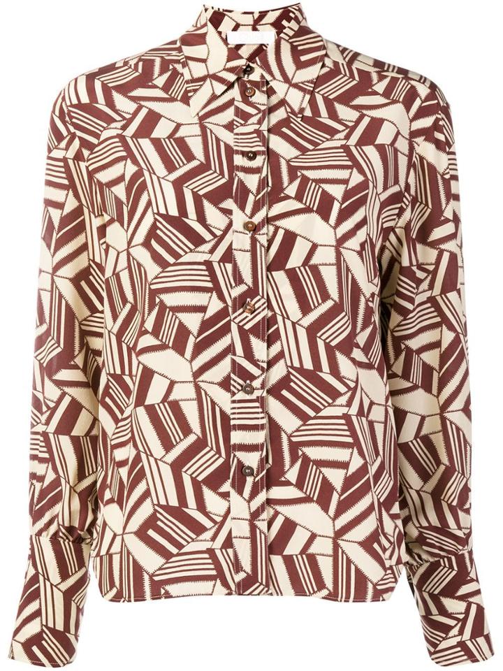 Chloé Geometric Print Shirt - Brown