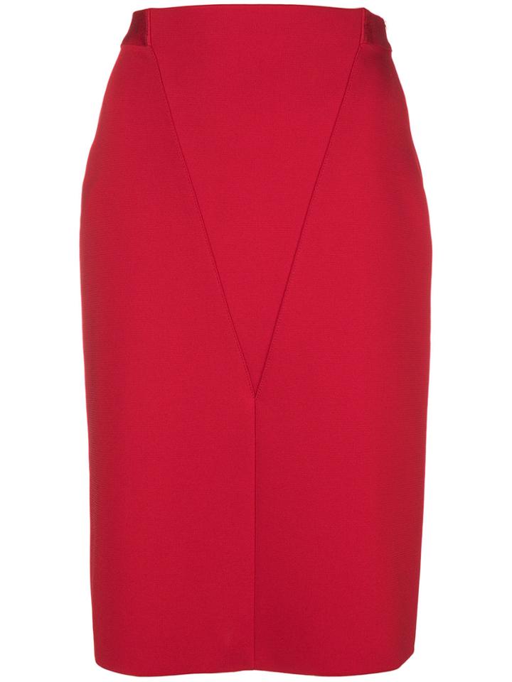 Givenchy V Front Pencil Skirt - Red