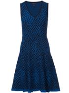 Derek Lam - Geometric Print Flared Dress - Women - Polyester/viscose - L, Blue, Polyester/viscose