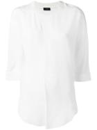 Joseph Pleated Front Blouse, Women's, Size: 36, White, Silk/cotton/spandex/elastane