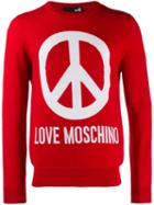 Love Moschino Piece Sign Logo Pullover - Red