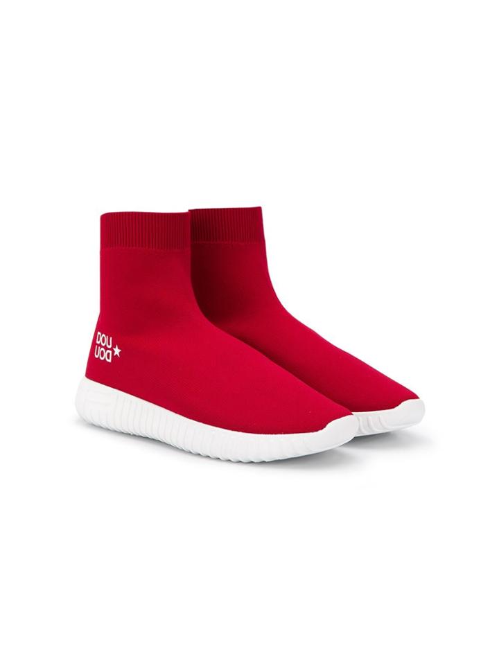 Douuod Kids Side Logo Slip-on Sneakers - Red