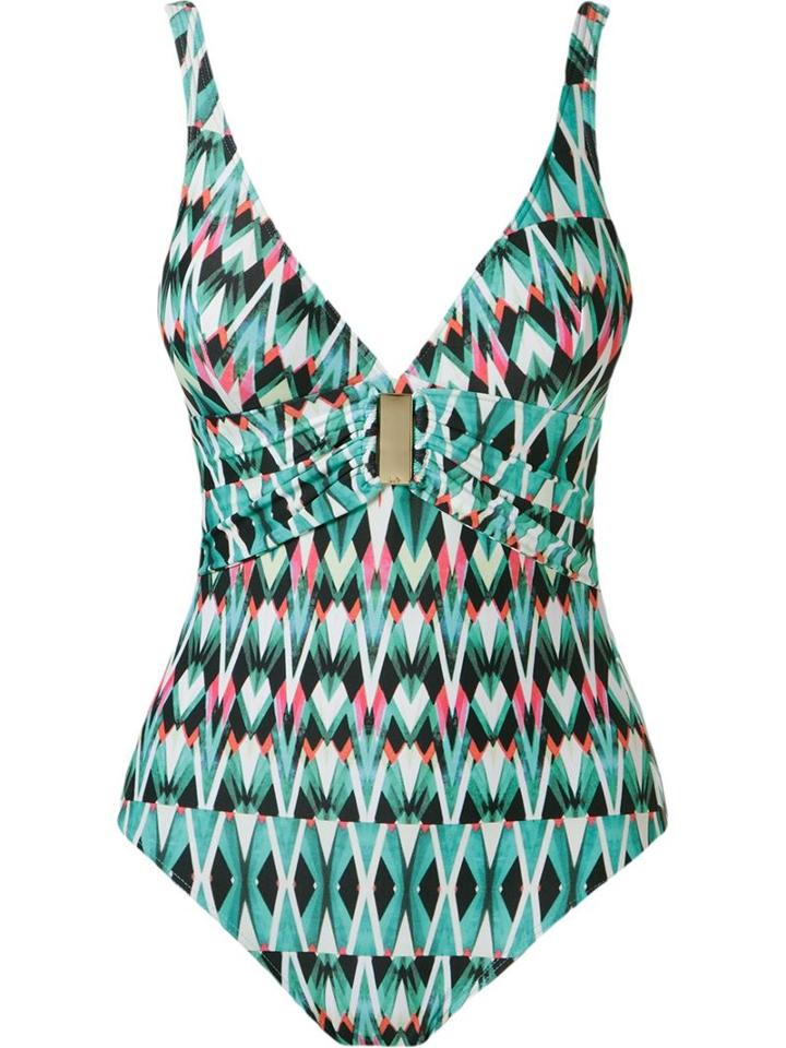 Lygia & Nanny Open Back Embellished Print Swimsuit