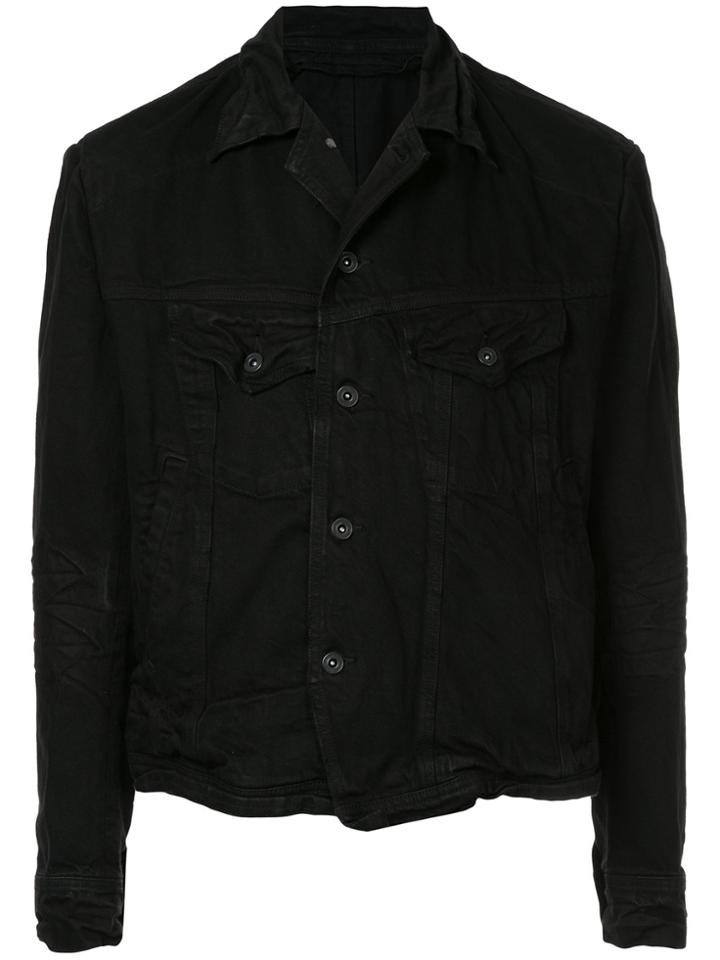 Julius Asymmetric Denim Jacket - Black