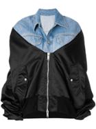 Unravel Project Denim Hybrid Bomber Jacket - Blue