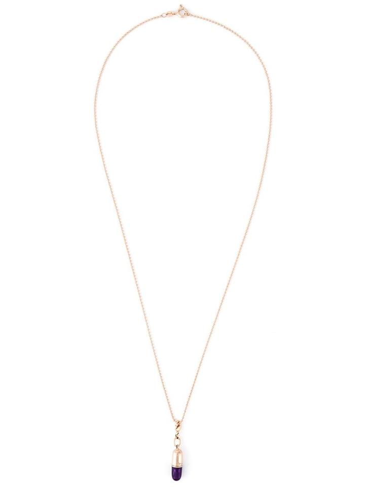 True Rocks Small Pill Pendant Necklace, Adult Unisex, Metallic, Rose Gold Plated Sterling Silver