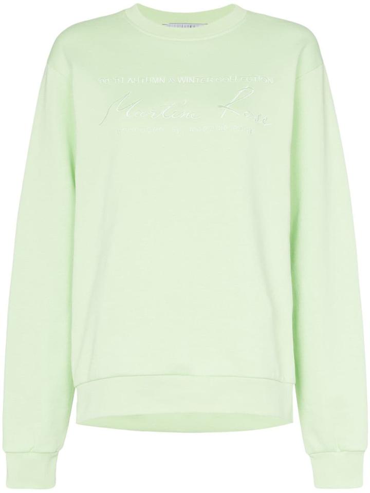 Martine Rose Embroidered Crew Neck Cotton Jumper - Green