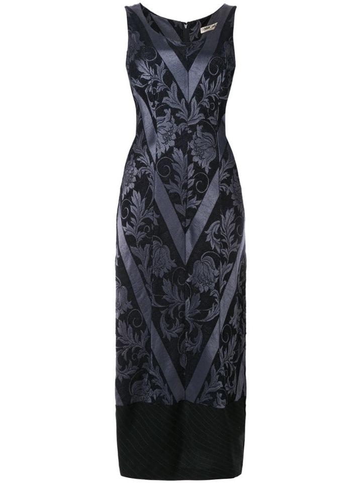 Comme Des Garçons Pre-owned Floral Jacquard Fitted Dress - Blue