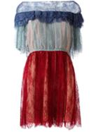 Philosophy Di Lorenzo Serafini Sheer Ruffled Flared Dress, Women's, Size: 40, Red, Polyamide/polyester