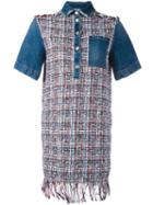 Msgm Denim (blue) Tweed Dress, Women's, Size: 40, Cotton/polyamide/viscose/polyester