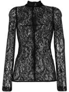 Givenchy Sheer Floral Lace Blouse - Black