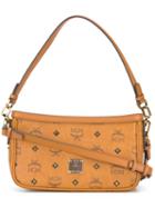 Mcm Logo Print Shoulder Bag, Women's, Brown, Leather
