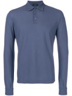 Zanone Long-sleeve Fitted Polo Top - Blue