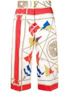 Msgm Sail Print Cropped Trousers - Neutrals