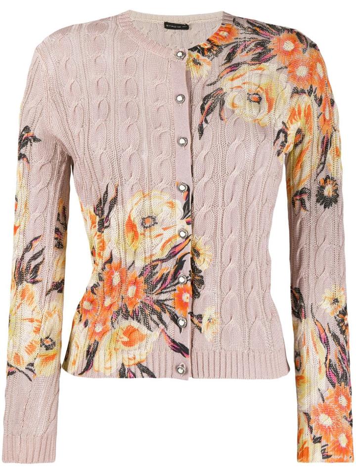 Etro Floral Print Cardigan - Neutrals