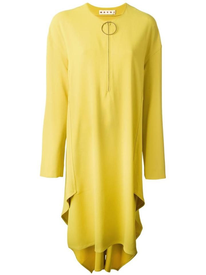 Marni Zipped Midi Dress, Women's, Size: 38, Yellow/orange, Acetate/viscose/spandex/elastane