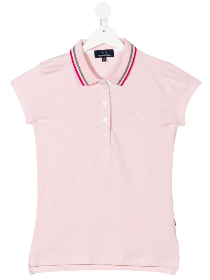 Harmont & Blaine Junior Teen Studded Logo Polo Shirt - Pink & Purple